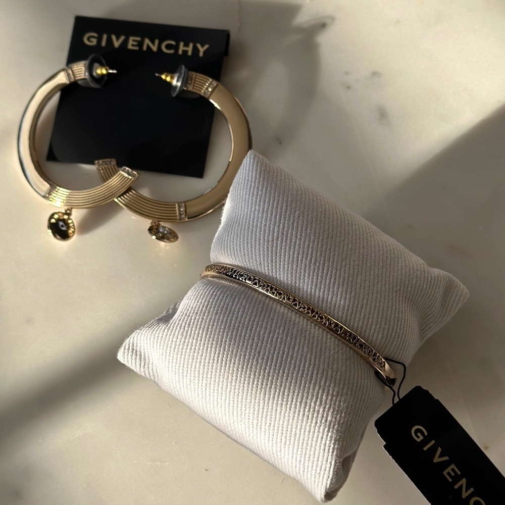 Givenchy Gold Hoop Earrings and Bracelet Set